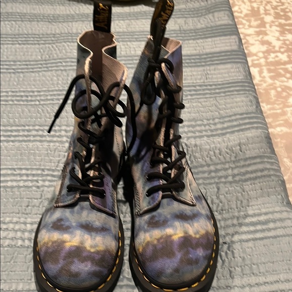 Dr. Martens Shoes - Dr. Martens Blue Black Combat Boots with Sturdy Sole